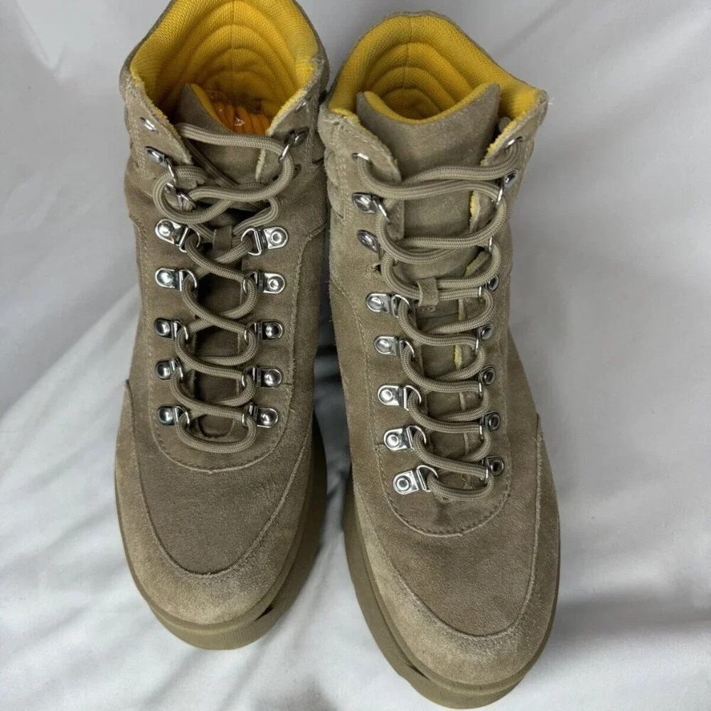 Aqua Haly Platform Tan Suede Leather Round Toe lace-up Hiking Boots Wms Sz 10.5 - Picture 7 of 8